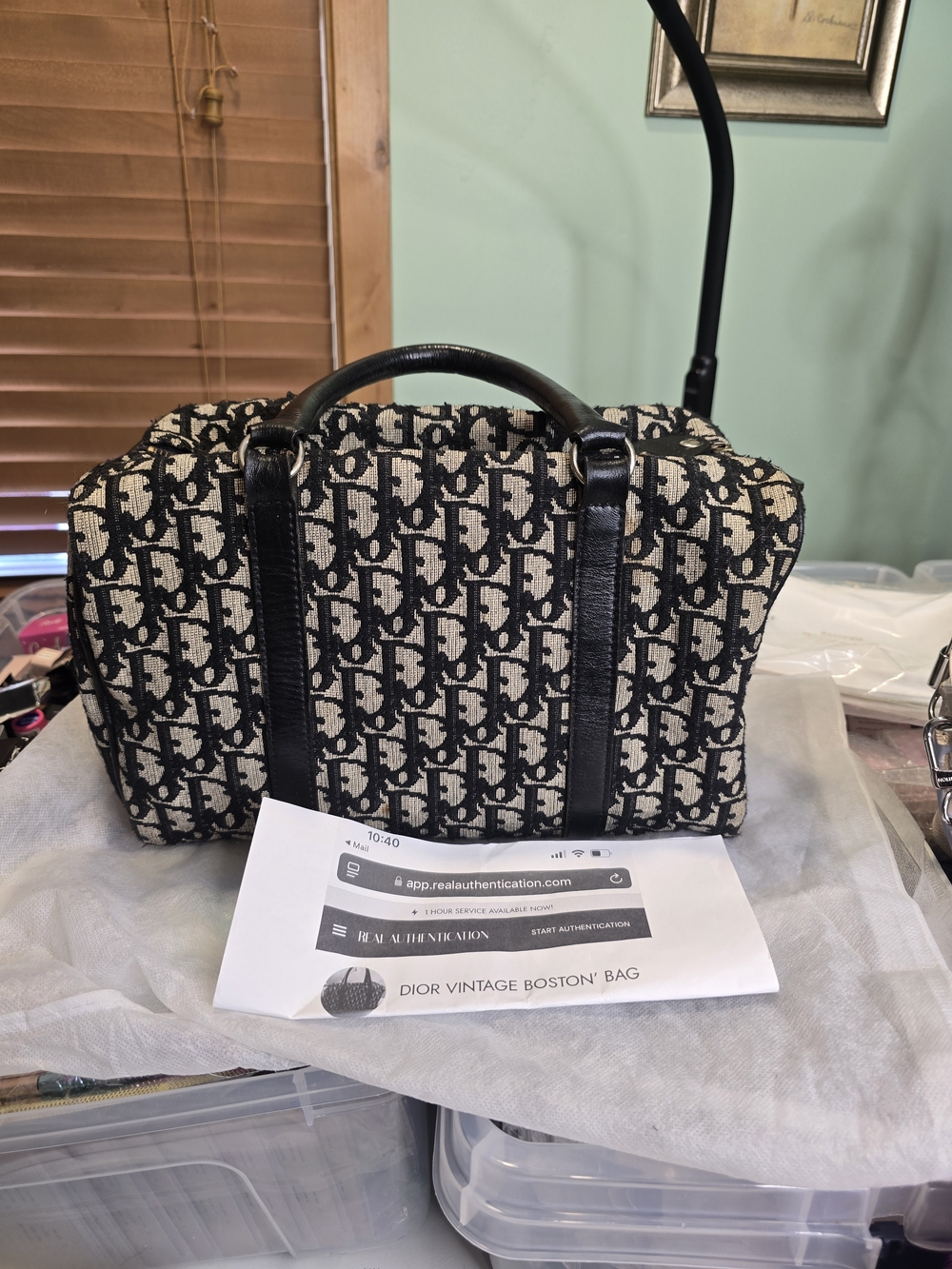 Dior Vintage Black/Beige Monogram Boston Bag - Picture 2 of 5